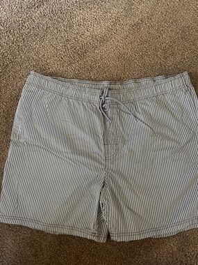 Amazon Essentials Gray & White Striped Shorts